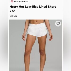 Lululemon Hotty Hot Low-Rise Lined Short 2.5"
